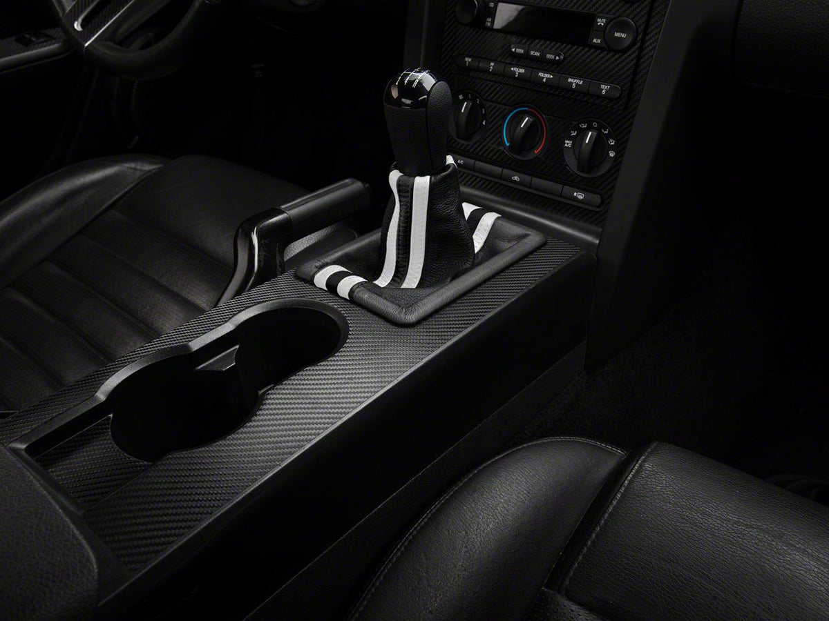 SpeedForm Premium Black Leather Shift Boot; Dual White Stripe (05-09 Mustang GT, V6)