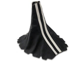 SpeedForm Premium Black Leather Shift Boot; Dual White Stripe (05-09 Mustang GT, V6)