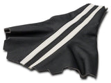 SpeedForm Premium Black Leather Shift Boot; Dual White Stripe (05-09 Mustang GT, V6)