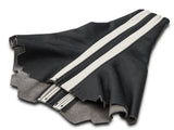 SpeedForm Premium Black Leather Shift Boot; Dual White Stripe (05-09 Mustang GT, V6)