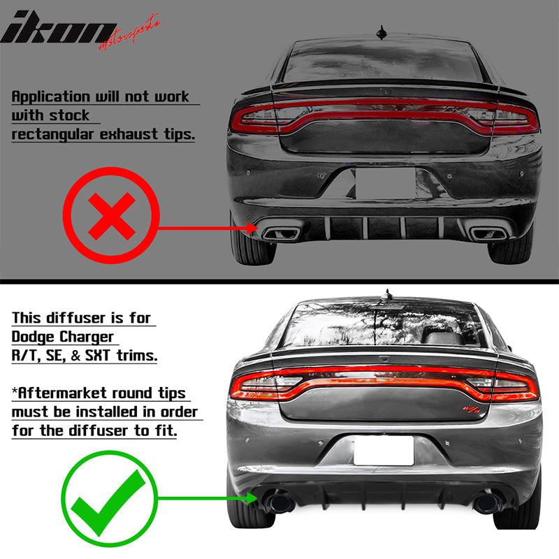 Rear Diffuser Splitter for 2015-2024 Dodge Charger Base SXT  PP
