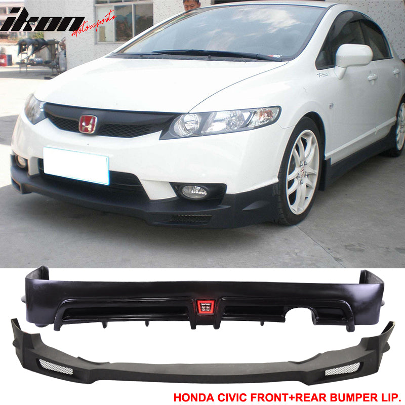 2009-2011 Honda Civic Mugen Front Rear Lip PU PP 3RD LED Brake Lamp