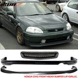 Fits Honda Civic 96-98 2 SIR Front Rear Bumper Lip + T-R Front Grille