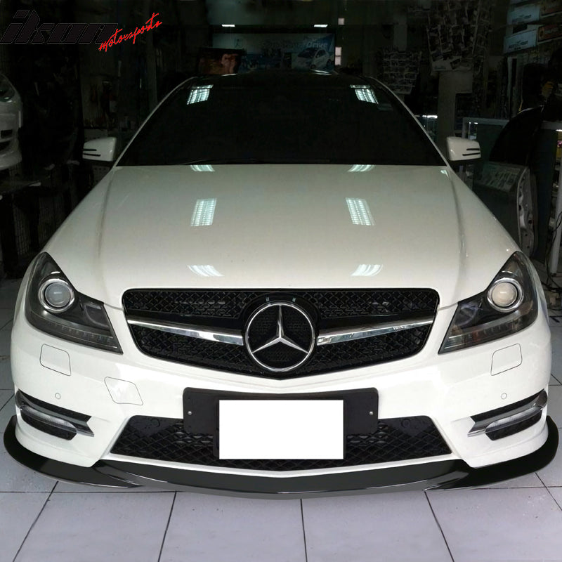 2012-2014 Benz W204 C Class GH Style Gloss Black Front Bumper Lip ABS