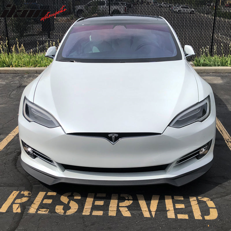 2017-2020 Tesla Model S IKON Style Front Bumper Lip Carbon Fiber