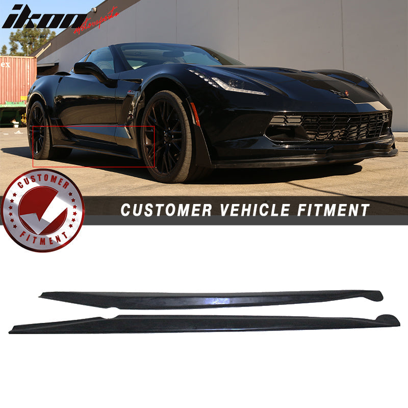 2014-2019 Chevy Corvette C7 Stingray Unpainted Black Side Skirts PU
