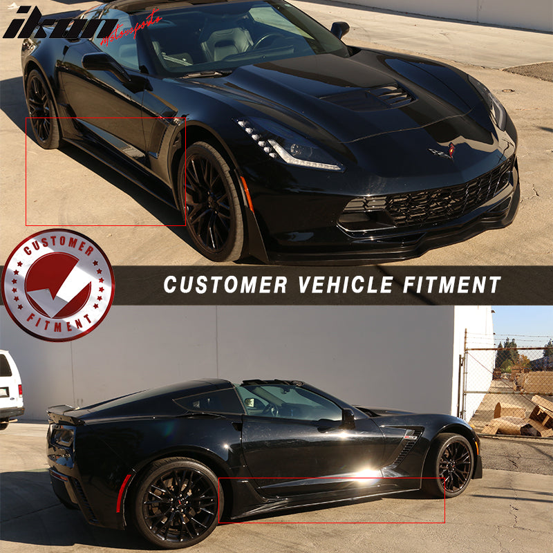 2014-2019 Chevy Corvette C7 Stingray Unpainted Black Side Skirts PU