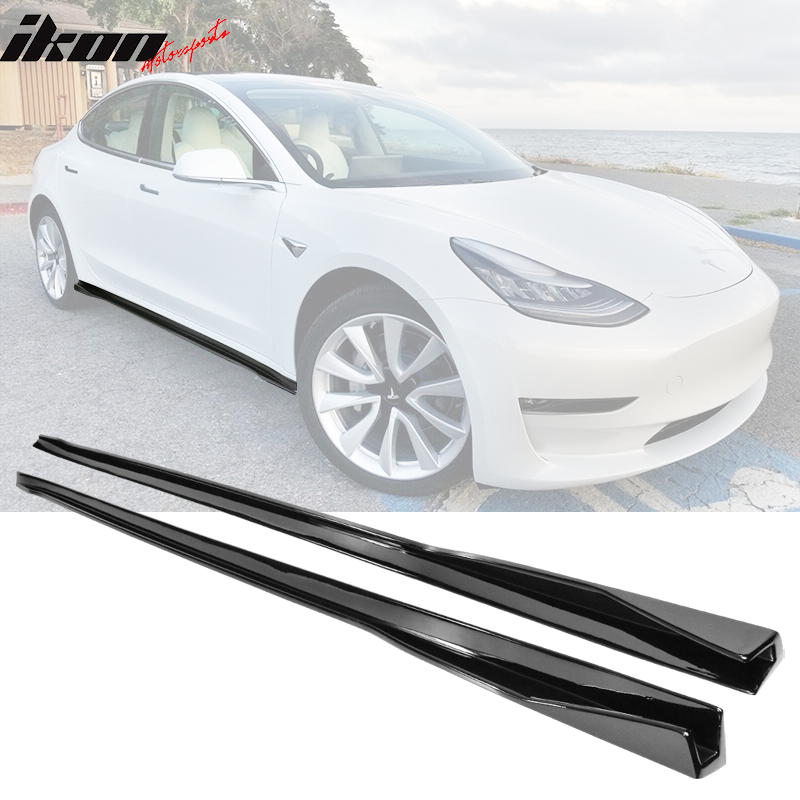 2017-2024 Tesla 3 IKON Style Side Skirts Extension PP