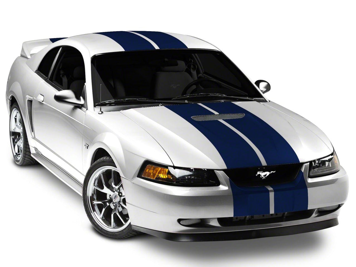 SEC10 GT500 Style Stripes; Blue; 10-Inch (94-04 Mustang)