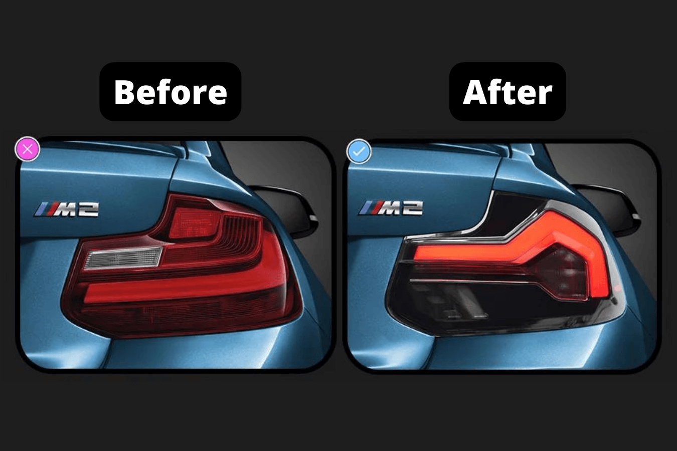BMW 2-Series F22 F23 M2 F87 220i 225i F44 Smoked LED Tail Lights (2014-2021) - K2 Industries