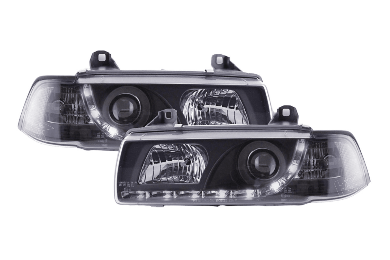 BMW 3-series E36 Coupe Black LED Headlights with Daytime Running Lights (1992-1999) - K2 Industries