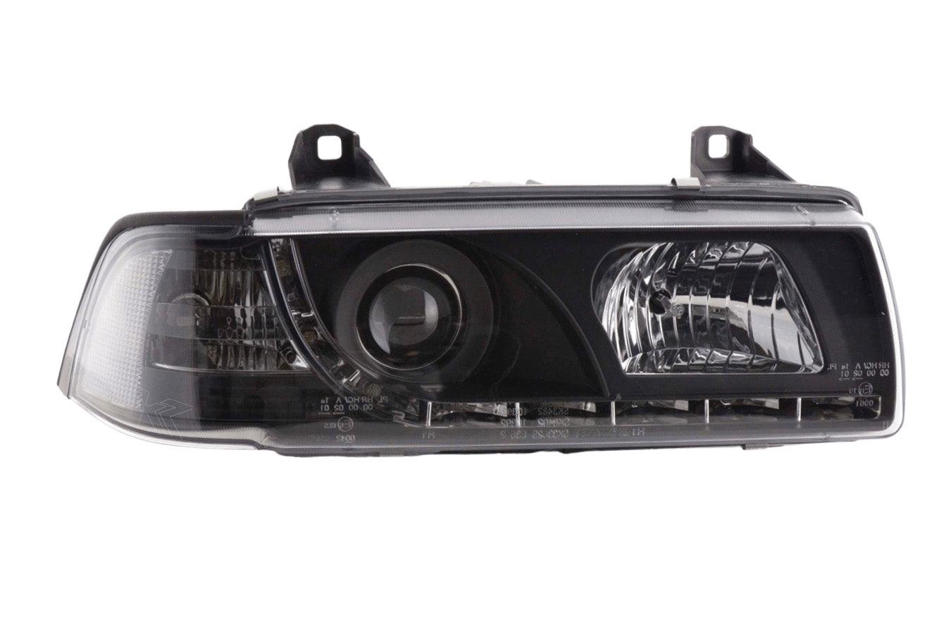 BMW 3-series E36 Coupe Black LED Headlights with Daytime Running Lights (1992-1999) - K2 Industries