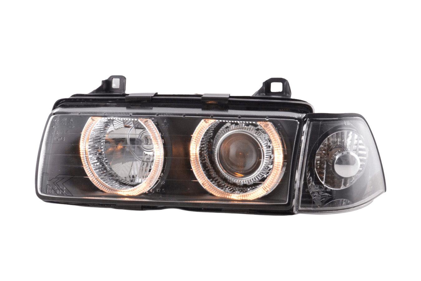 BMW 3 Series E36 Sedan Black Angel Eyes LED Headlights (1992 - 1998) - K2 Industries