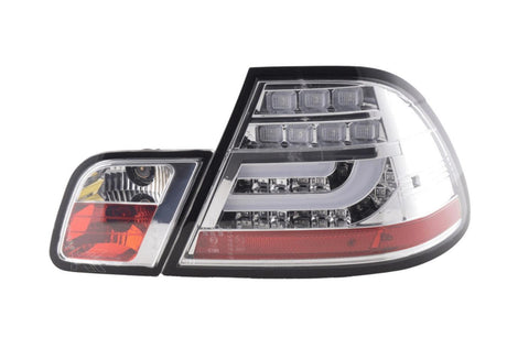 BMW 3-series E46 Coupe Chrome Clear LED LightBar Taillights Set (1999-2003) - K2 Industries