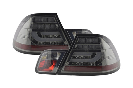 BMW 3-series E46 Coupe Chrome/Smoked LED LightBar Taillights Set- Facelift (2003-2007) - K2 Industries
