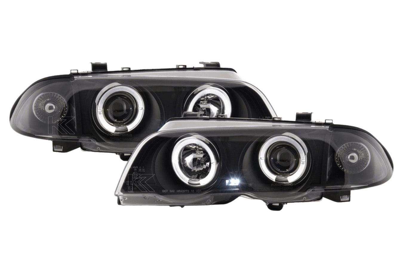 BMW 3-series E46 Sedan/Touring Black Angel Eyes Headlight Set (1998-2001) - K2 Industries