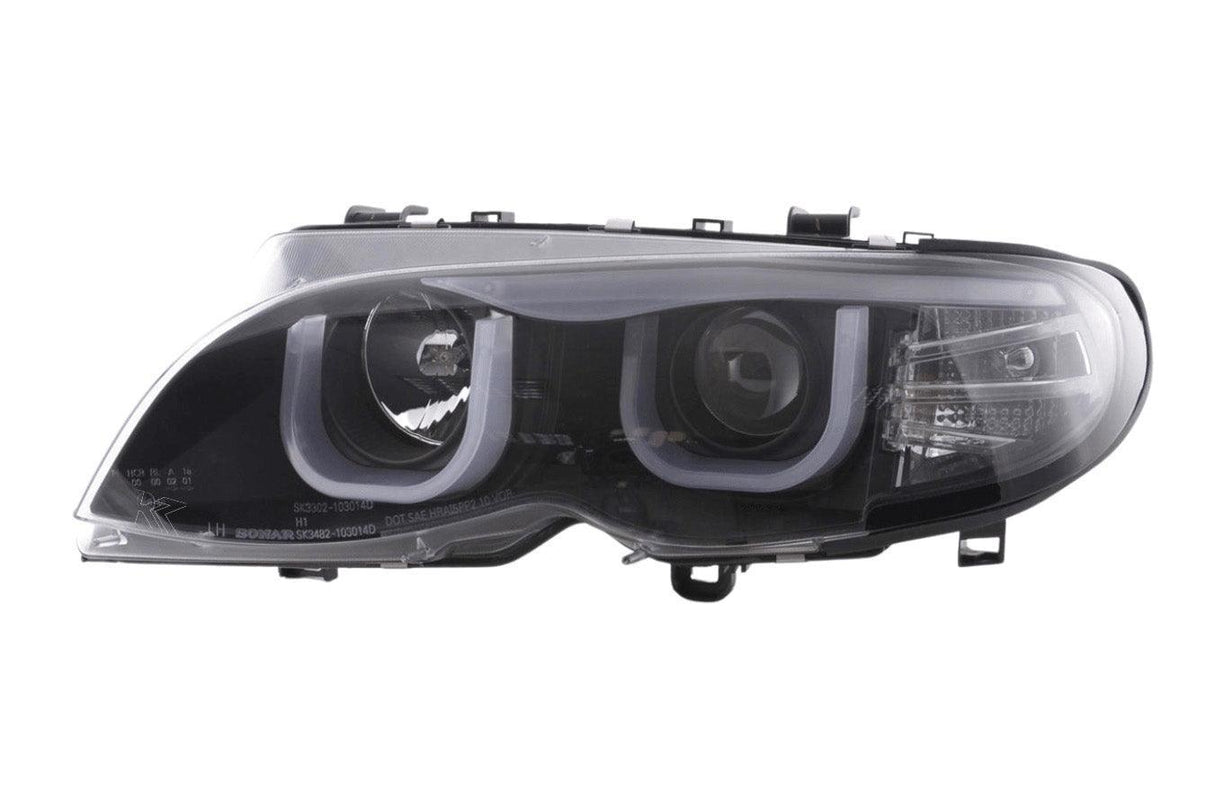 BMW 3-series E46 Sedan/Touring Black "U Eye"  Headlights (2002-2005) - K2 Industries