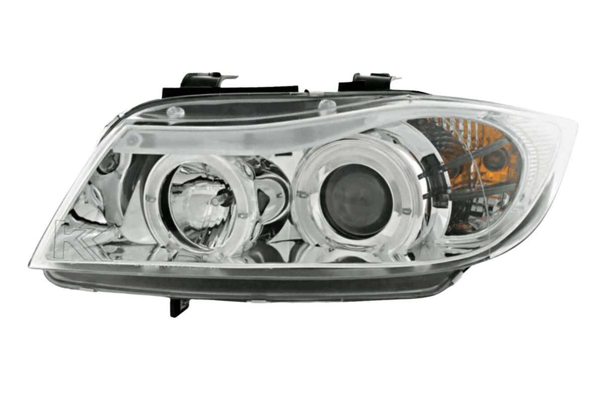 BMW 3-series E90 E91 Chrome Angel Eyes LED Headlight Set (2005-2012) - K2 Industries