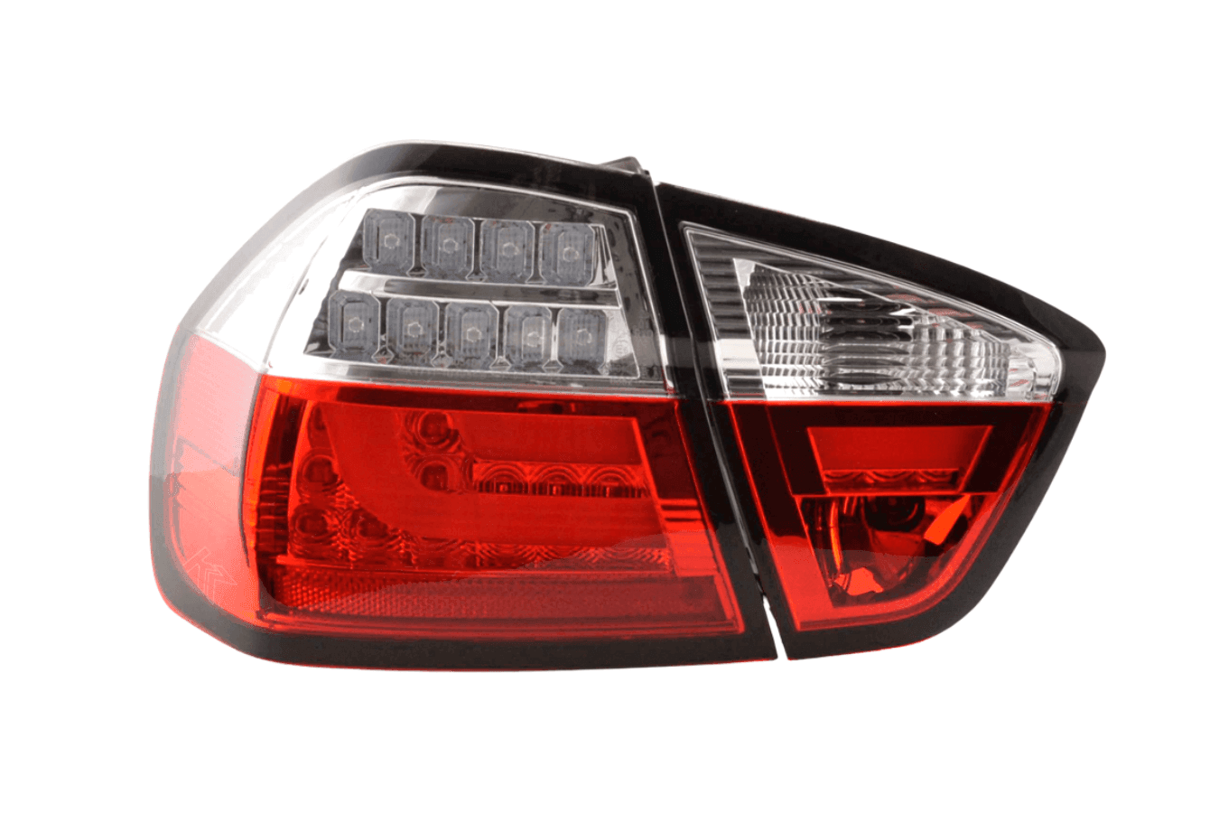 BMW 3-Series E90 Sedan Red/Clear LED Bar Taillights (2005-2008) - K2 Industries