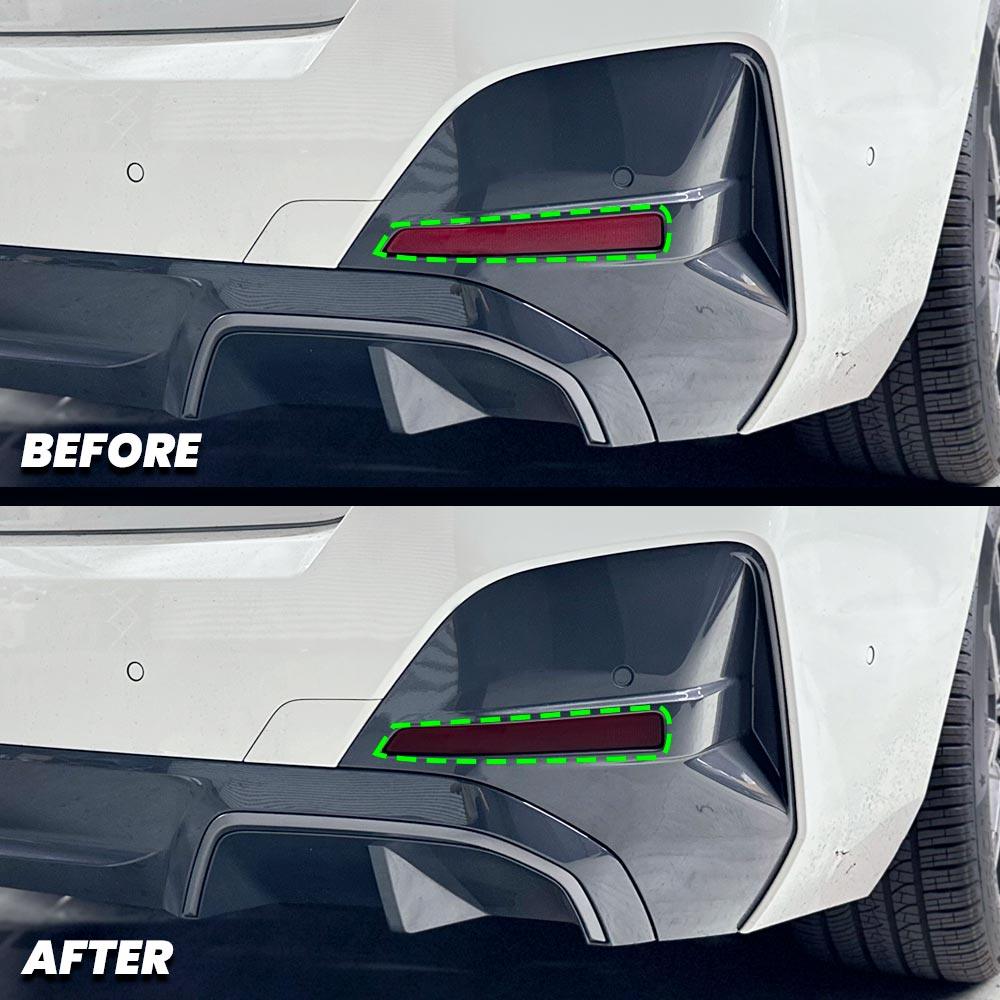 2021-2024 BMW i4 e35 e40 m50 Rear Bumper Reflector Pre-Cut Overlay SMOKE BLACKOUT
