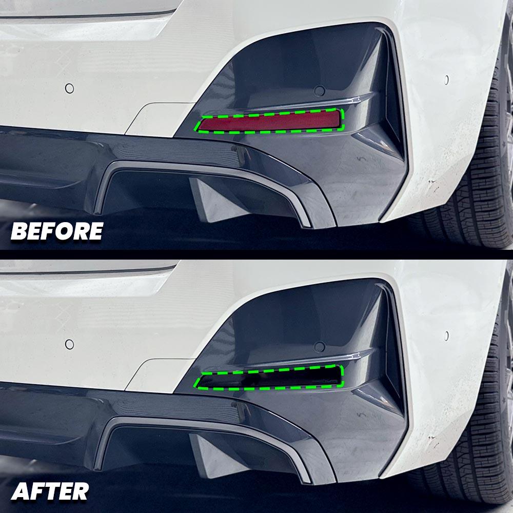2021-2024 BMW i4 e35 e40 m50 Rear Bumper Reflector Pre-Cut Overlay SMOKE BLACKOUT