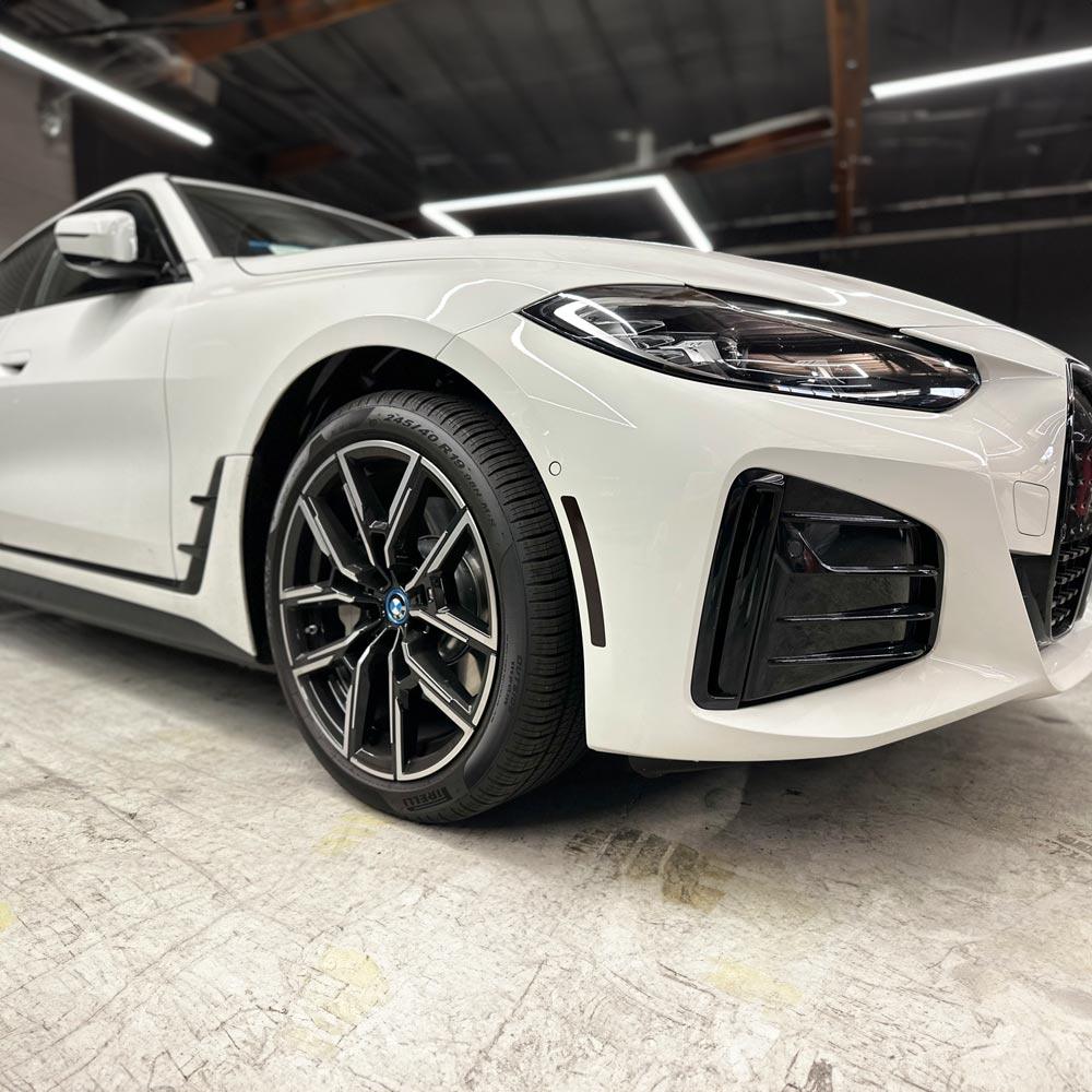 2021-2024 BMW i4 e35 e40 m50 Front Bumper Reflector Pre-Cut Overlay SMOKE BLACKOUT