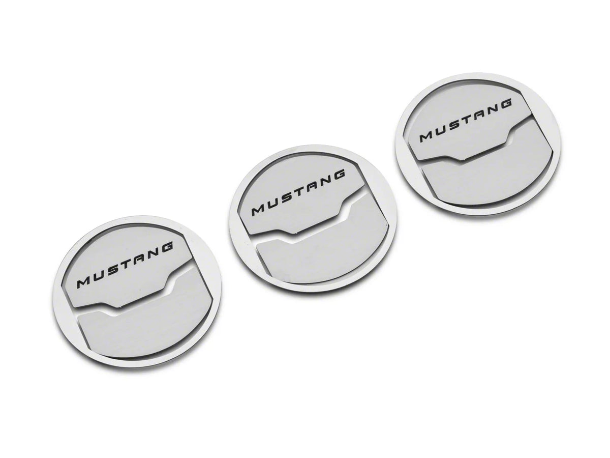 Speedform A/C Vent Trim With Black Mustang Lettering; Brushed (15-23 Mustang)
