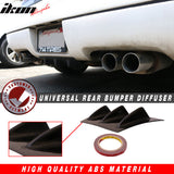 Universal 14"x6" 3 Fins Gloss Black Rear Bumper Diffuser ABS