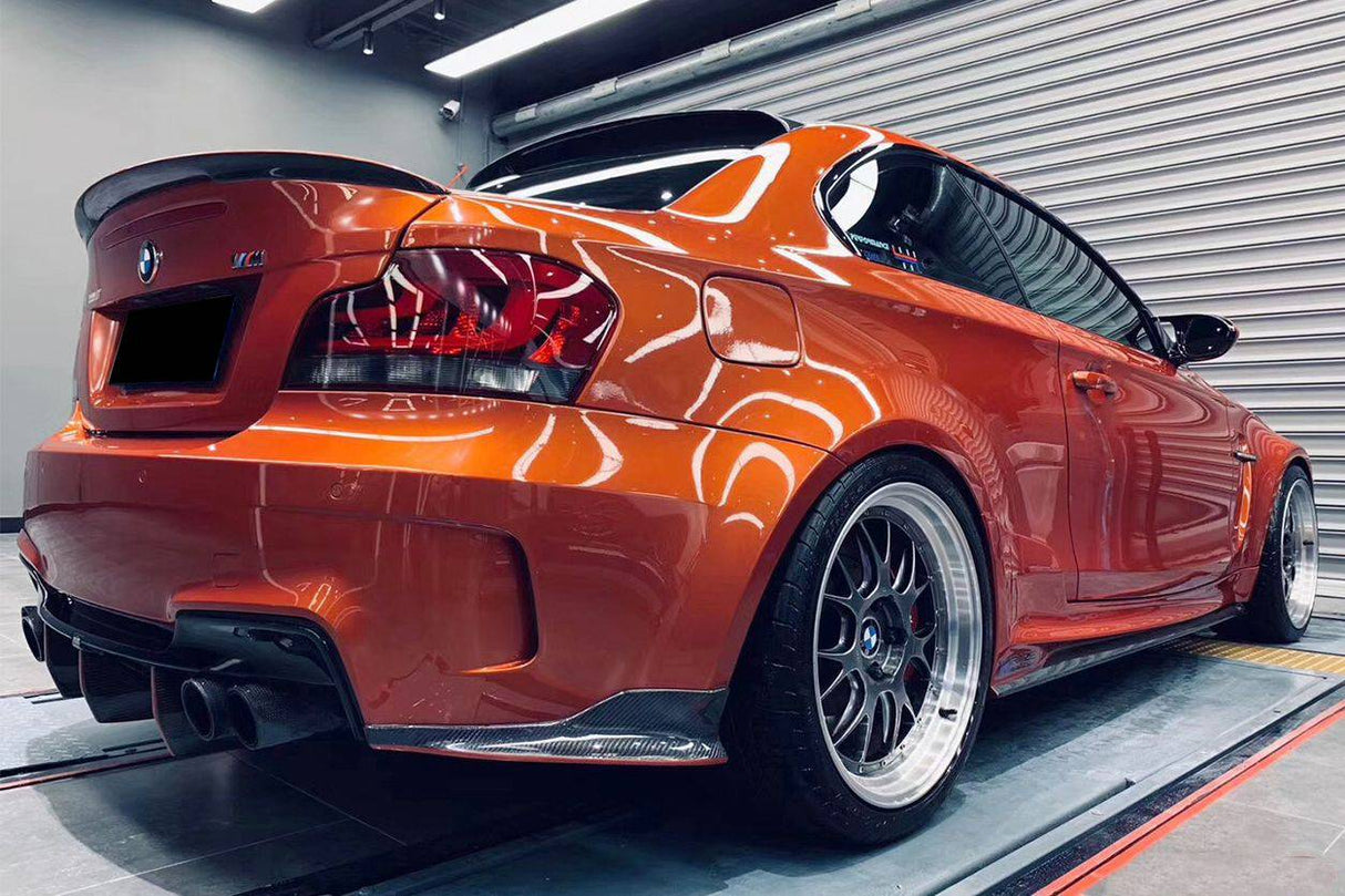 2008-2013 BMW E82 E88 1M RZ Style Carbon FIber Rear Bumper Cap Spiliter