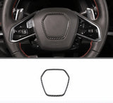 C8 2020+ Corvette Carbon Fiber Steering Wheel Airbag Chrome Trim Delete Cover