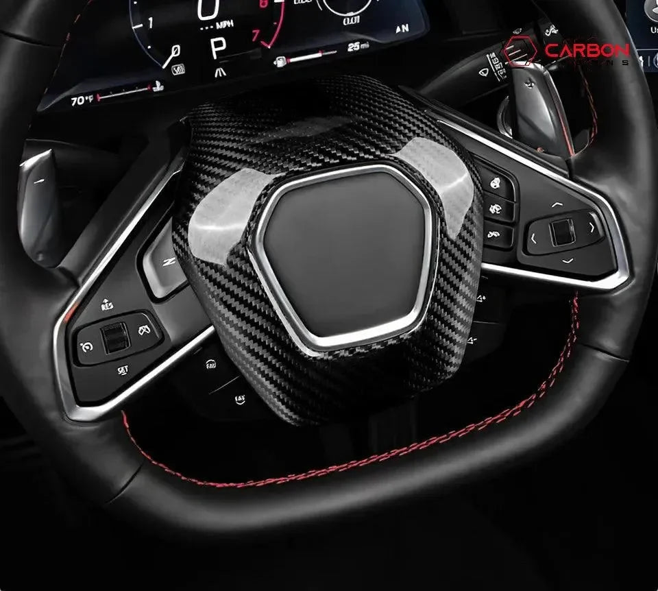C8 Corvette Real Carbon Fiber Steering Wheel Airbag Cover | Interior Upgrade (2020–2026)