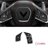 C8 Corvette Carbon Fiber Heated and Non Heated Steering Wheel Button Covers