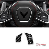 C8 Corvette Real Carbon Fiber Steering Wheel Button Covers | Heated & Non-Heated (2020–2026)