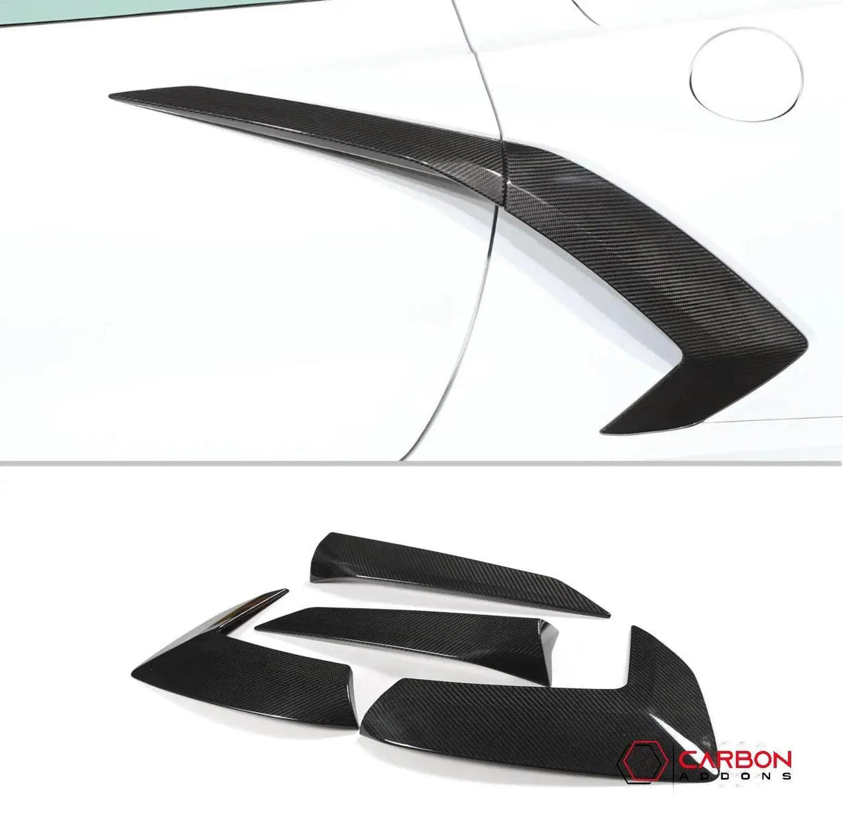 C8 Corvette Exterior Side Scoop Boomerang Trim Carbon Fiber Cover Set