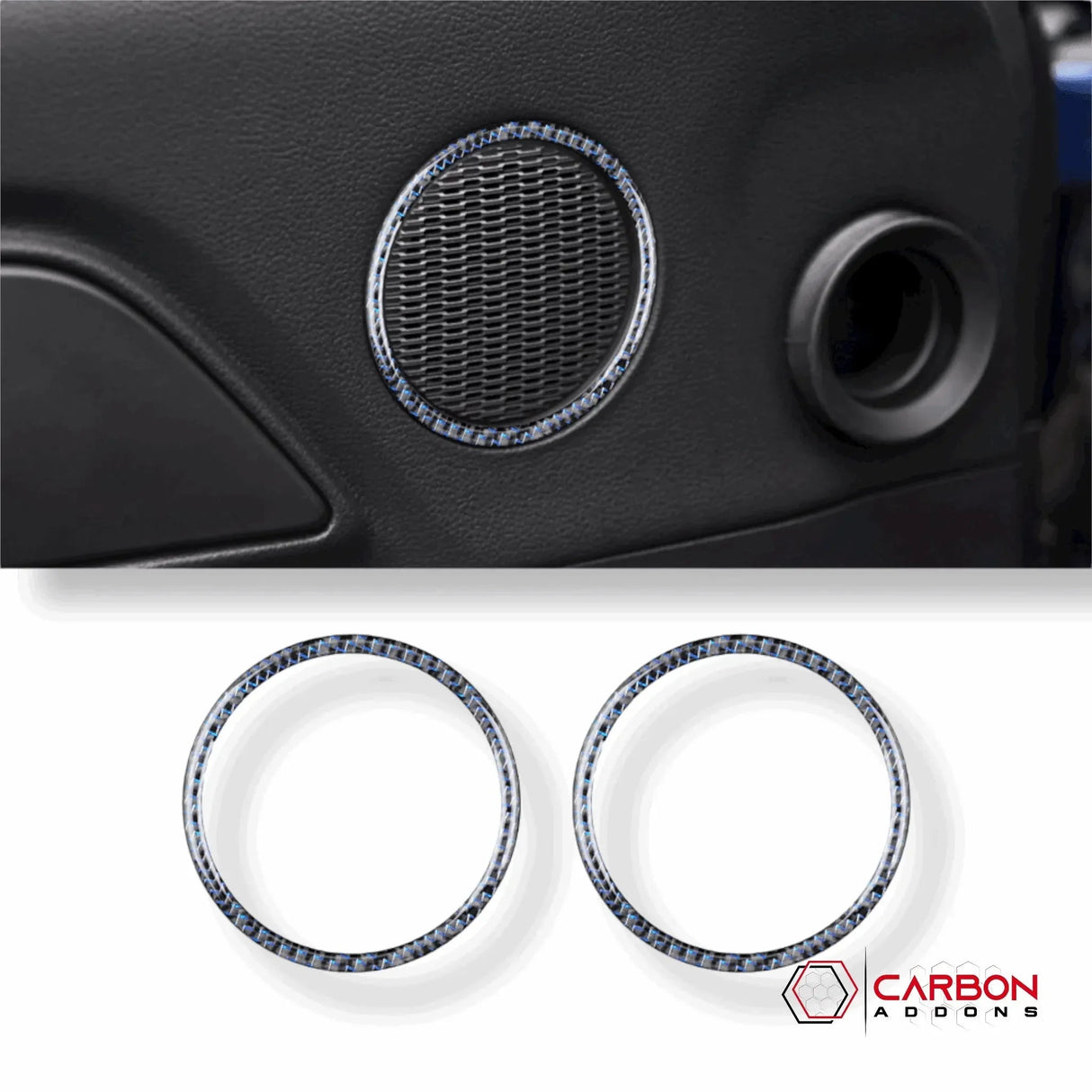 Carbon Fiber Door Speaker Trim Overlay for Mustang 2015-2023