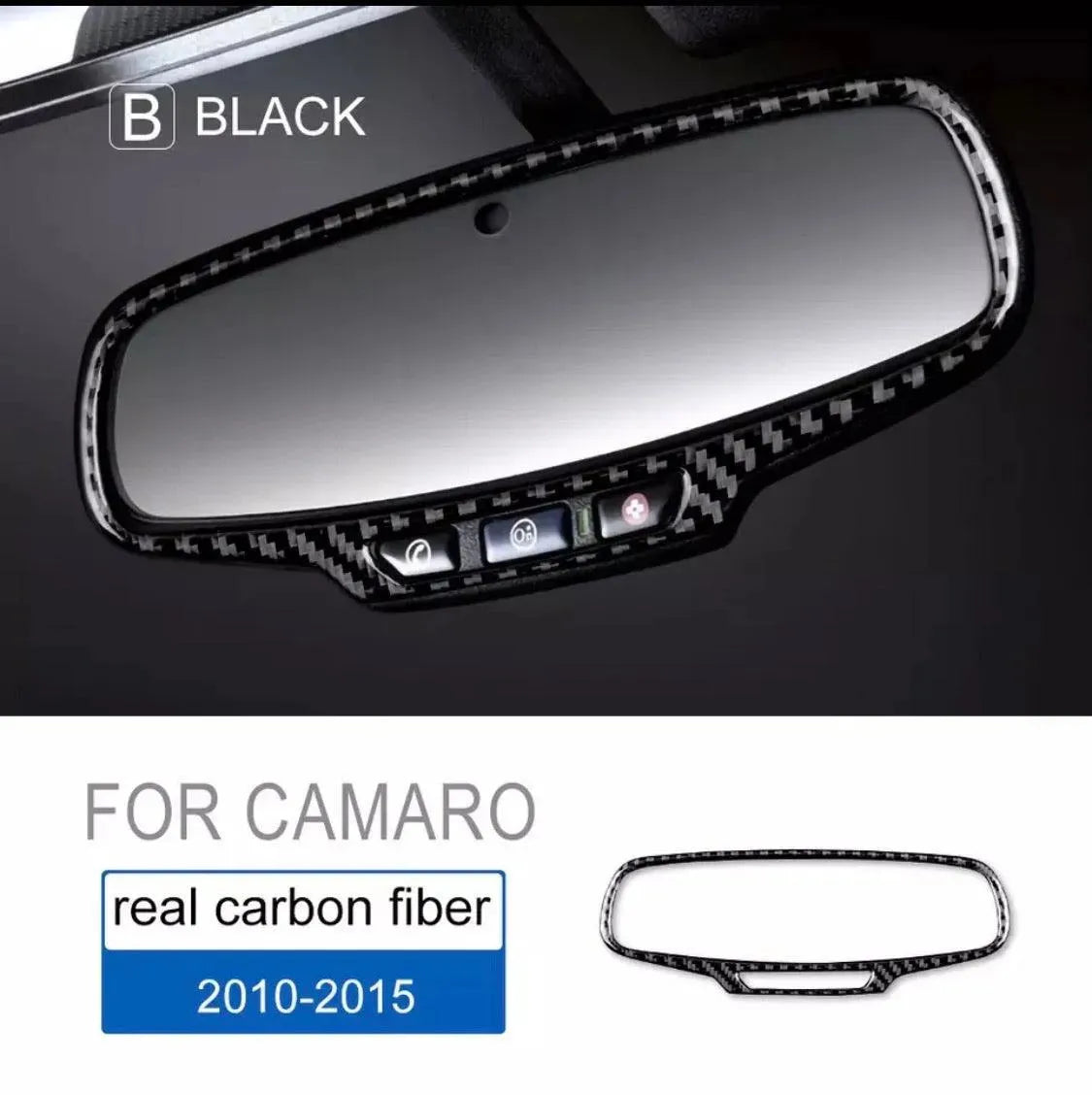 Carbon Fiber Rear-view Mirror Trim Overlay for Chevrolet Camaro 2010-2015