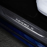 Carbon Fiber Textured Front Door Sill Protector for Tesla Model S 2016-2018