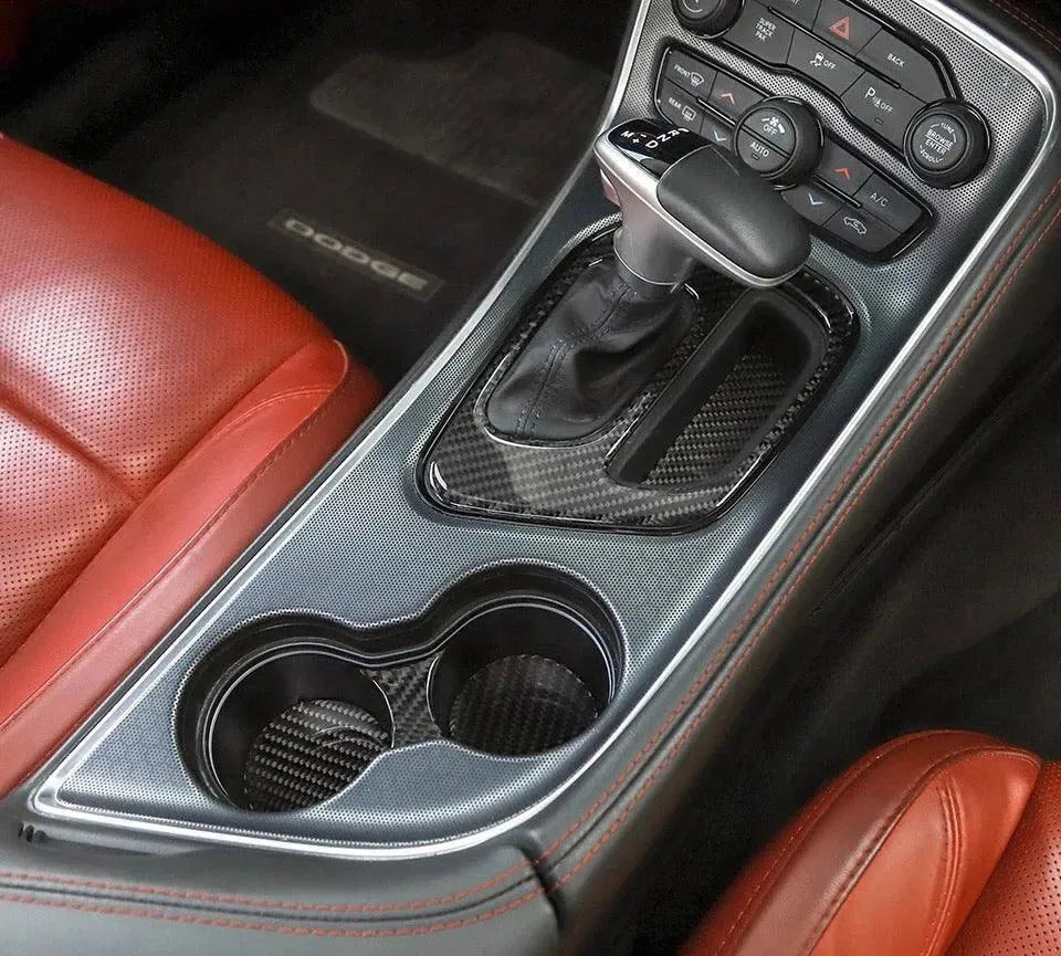 Carbonaddons Real Carbon Fiber Center Console Overlay Kit for Dodge Challenger 2015-2023