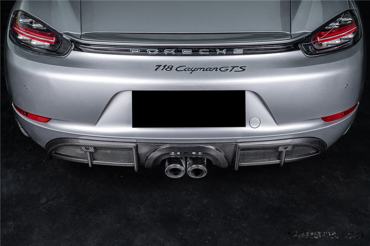 2017-2025 Porsche 718 Cayman Boxster GT4 Style Dry Carbon Fiber Middle Exhaust Rear Diffuser Lip