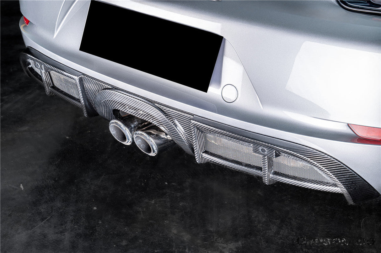 2017-2025 Porsche 718 Cayman Boxster GT4 Style Dry Carbon Fiber Middle Exhaust Rear Diffuser Lip