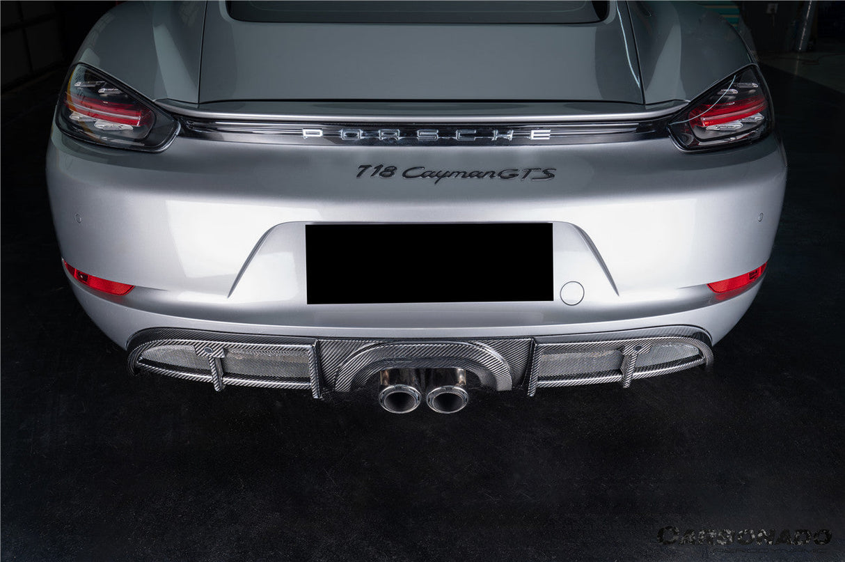2017-2025 Porsche 718 Cayman Boxster GT4 Style Dry Carbon Fiber Middle Exhaust Rear Diffuser Lip