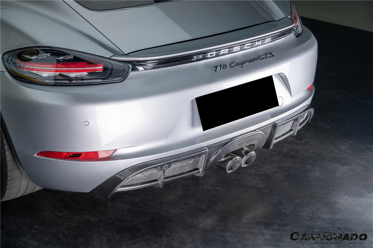 2017-2025 Porsche 718 Cayman Boxster GT4 Style Dry Carbon Fiber Middle Exhaust Rear Diffuser Lip