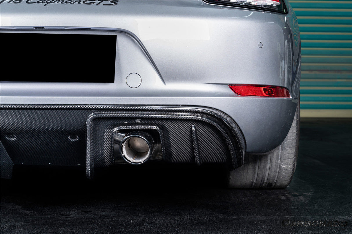 2017-2025 Porsche 718 Cayman Boxster GT4 Style Dry Carbon Fiber Rear Diffuser Lip