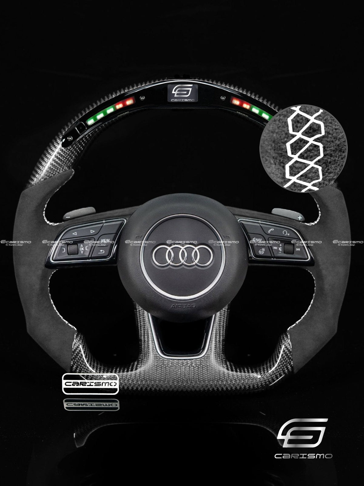 Carismo Steering Wheel For Audi (B9 Wheel) - Classic RPM LED - Gloss Carbon - Alcantara