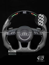 Carismo Steering Wheel For Audi (B9 Wheel) - Classic RPM LED - Gloss Carbon - Perforated Leather