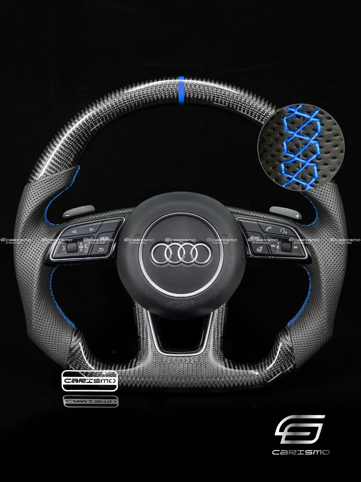 Carismo Steering Wheel For Audi (B9 Wheel) - Sport - Gloss Carbon - Perforated Leather
