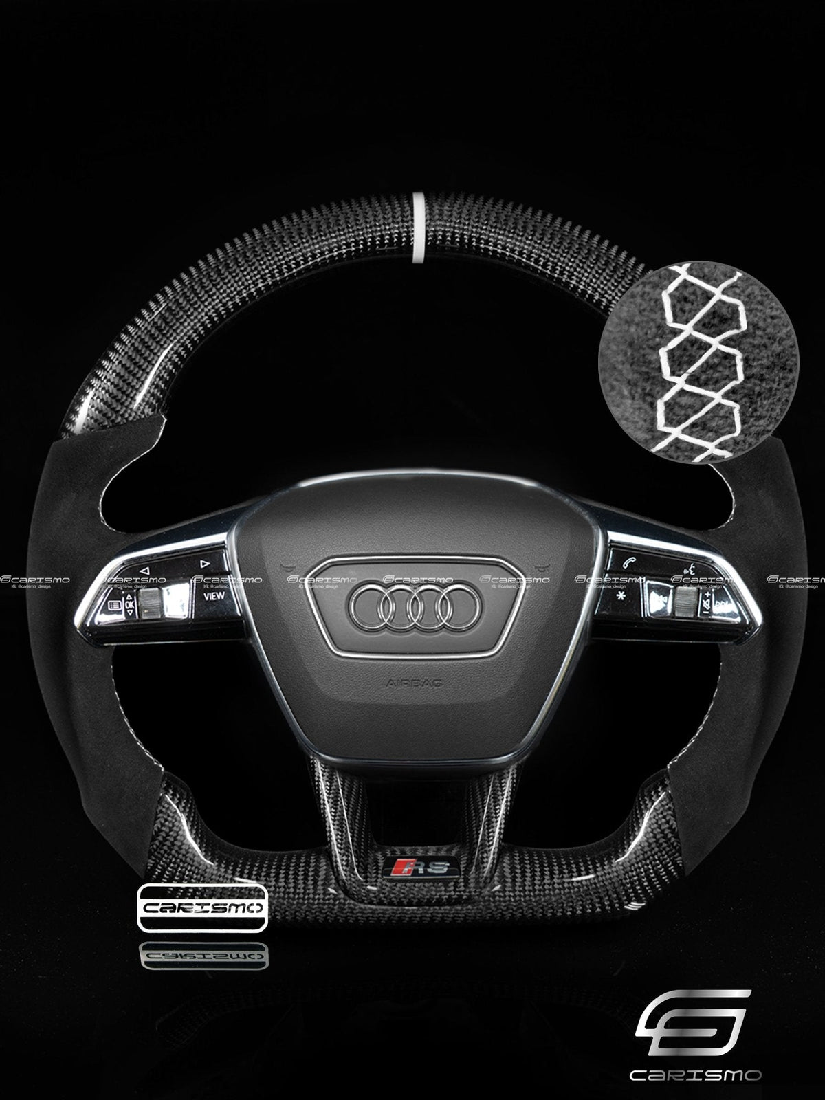 Carismo Steering Wheel For Audi (C8 Wheel) - Sport - Gloss Carbon - Alcantara
