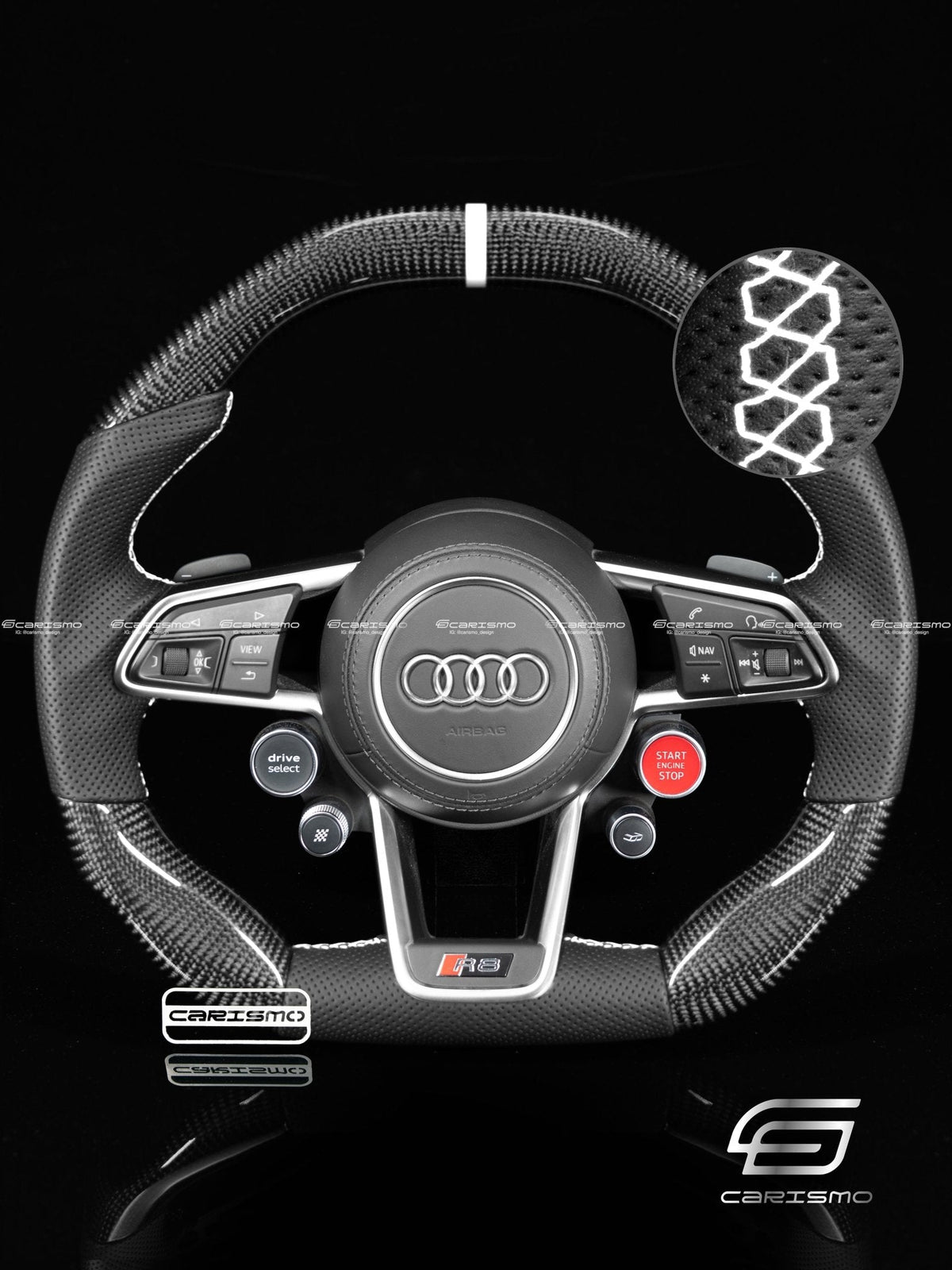 Carismo Steering Wheel For Audi R8 (Gen 2) - Signature - Gloss Carbon - Perforated Leather