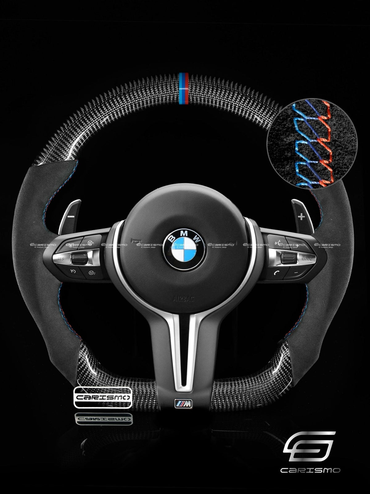 Carismo Steering Wheel For BMW F-Series (M Performance Wheel) - Sport - Gloss Carbon - Alcantara