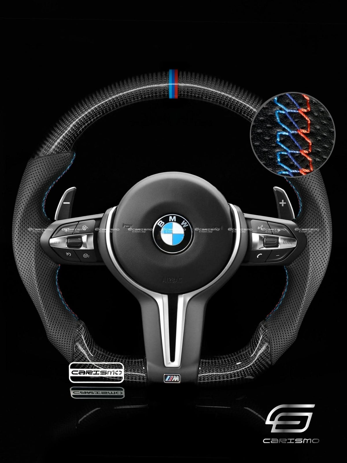 Carismo Steering Wheel For BMW F-Series (M Performance Wheel) - Sport - Gloss Carbon - Perforated Leather